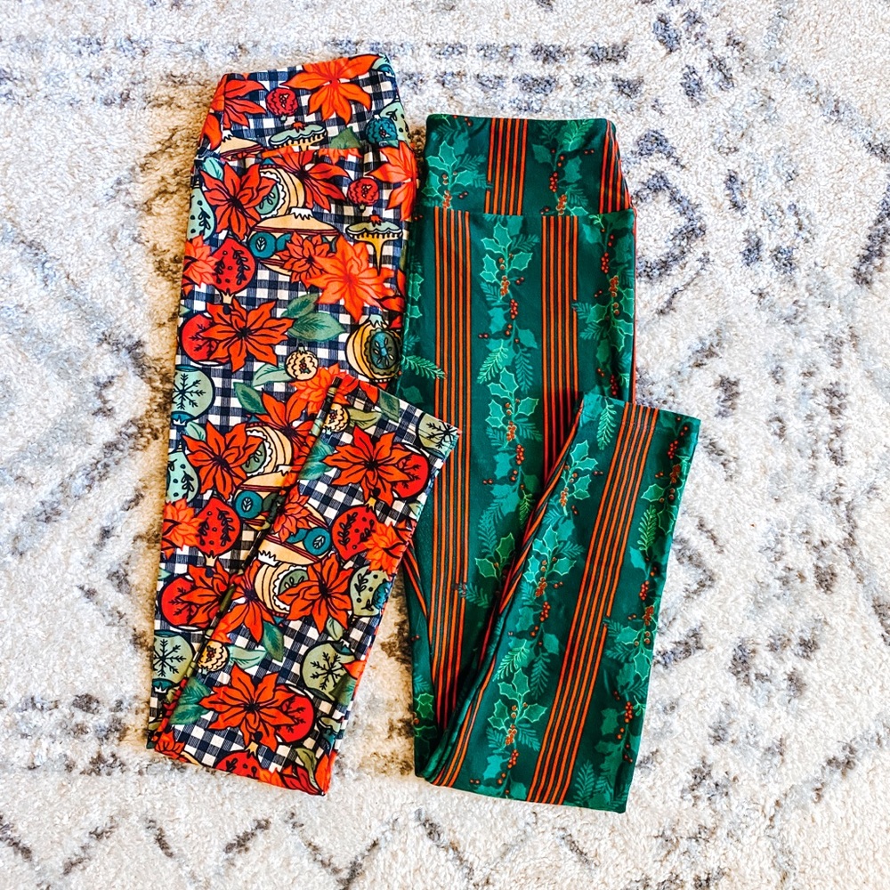 Holiday Leggings Christmas Duo One Size Fits 0-10 LIKE NEW LuLaRoe